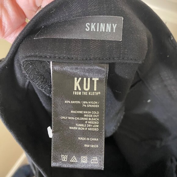KUT from the Kloth Skinny Dress Pants Black Subtle Plaid Stretch Womens Size 14 - Picture 6 of 8